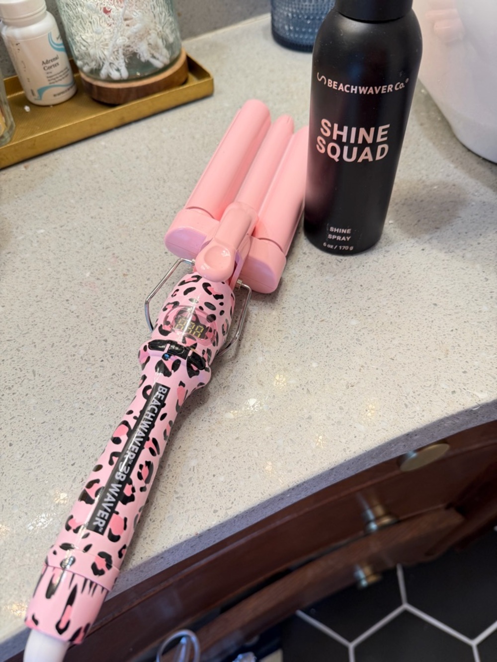 Beachwaver Pink Leopard Triple Barrel Waver Hair Styling Iron